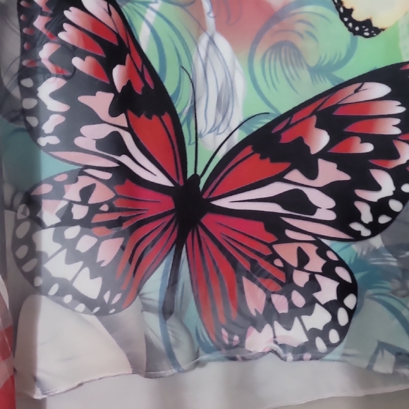 Y2K Jostar Butterfly Embellished Tunic Top Size M Shark Bite Fairy 90s Colorful - Picture 13 of 15